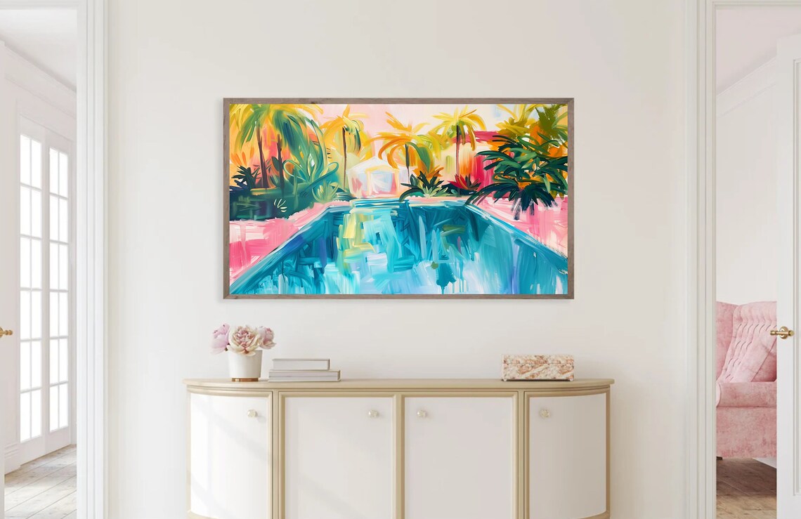 Colorful Summer Tropical Pool TV Art Print - Image 4