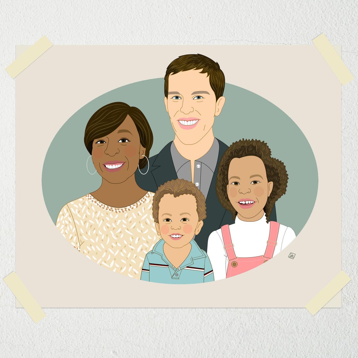 Personalized Family Illustration Interracial Family Portrait Black Family Portrait Custom Portrait From Photos Gift For Mothers Day - Image 6