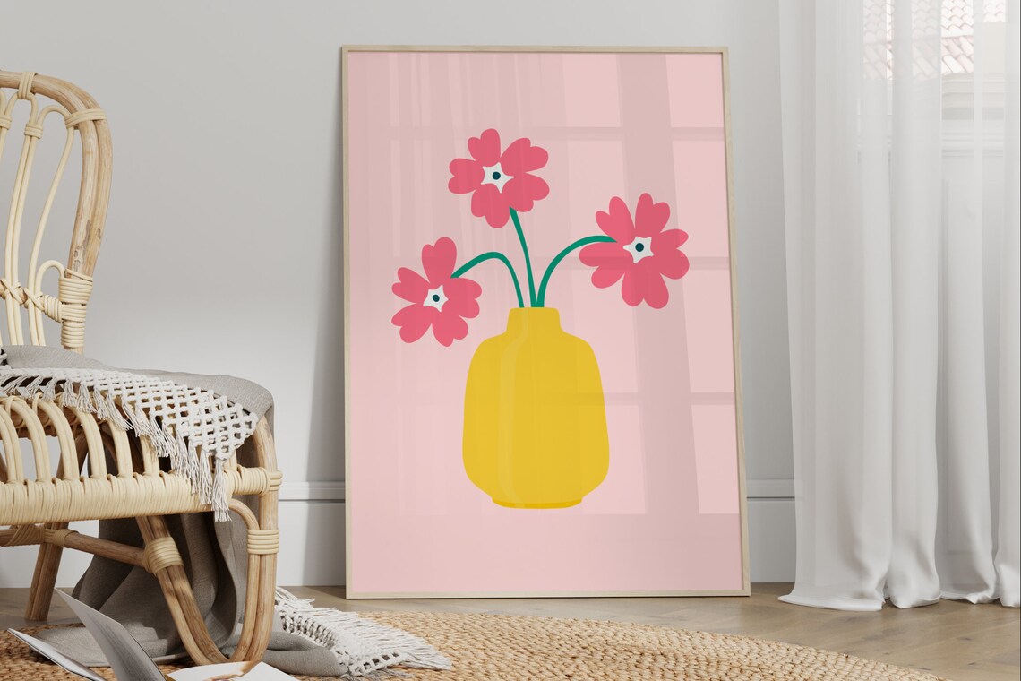Colourful Flower Abstract Art Print, Botanical Decor