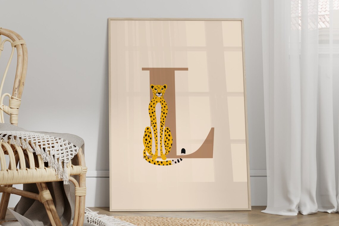 Animal Letter Print, Colourful Alphabet Art Print