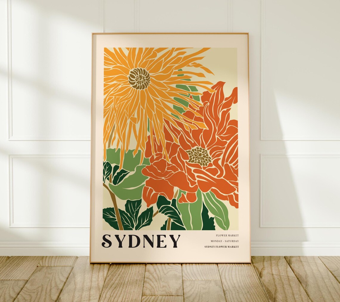 Flower Market Print Sydney, Modern Botanical Art Print