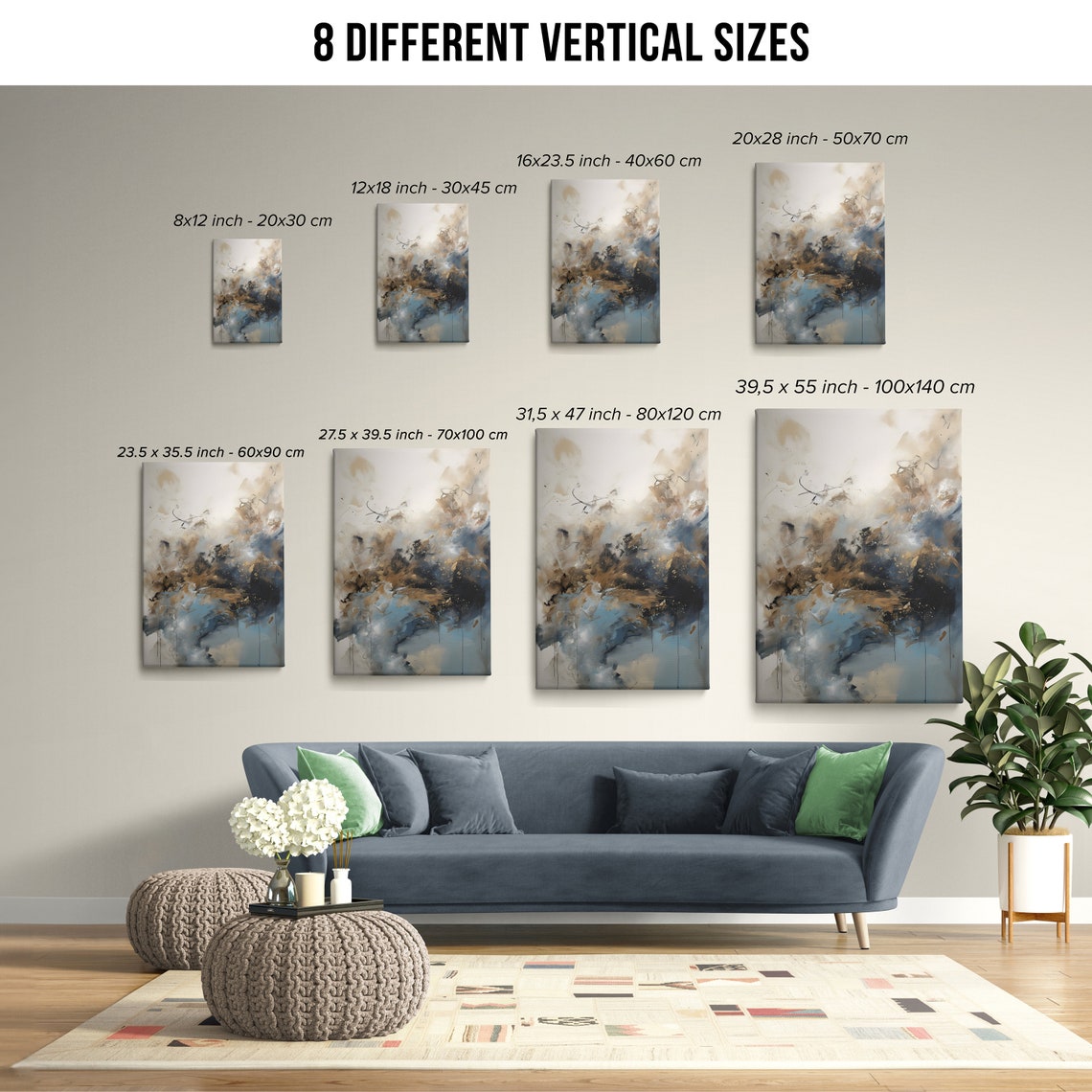 Light Blue Beige Abstract Wall Art Light Blue Beige Abstract Print Light Blue Beige Abstract Framed - Image 2