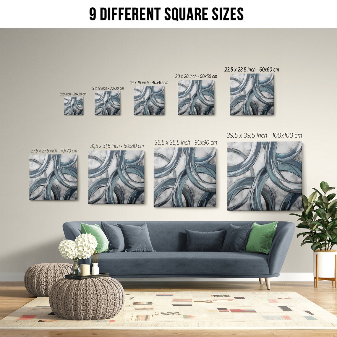 Modern Soft Blue Abstract Art Print - Image 2