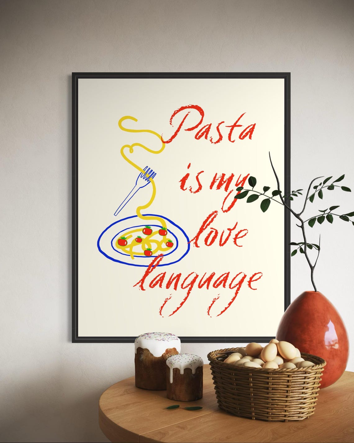 Pasta Is My Love Language Spaghetti Bowl Kitchen Quote Poster - Image 6