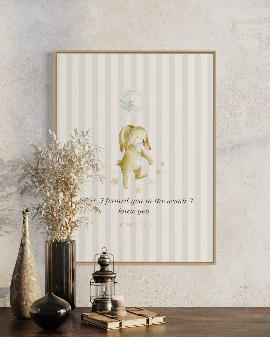 Before I Formed You Jeremiah 1:5 Watercolor Bunny Nursery Poster - Image 6