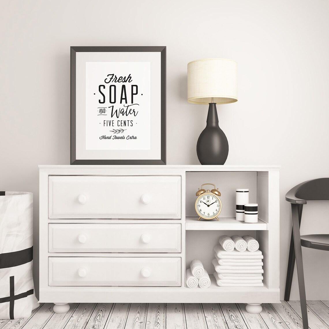 Fresh Soap and Water Five Cents Vintage Farmhouse Bathroom Poster - Image 2