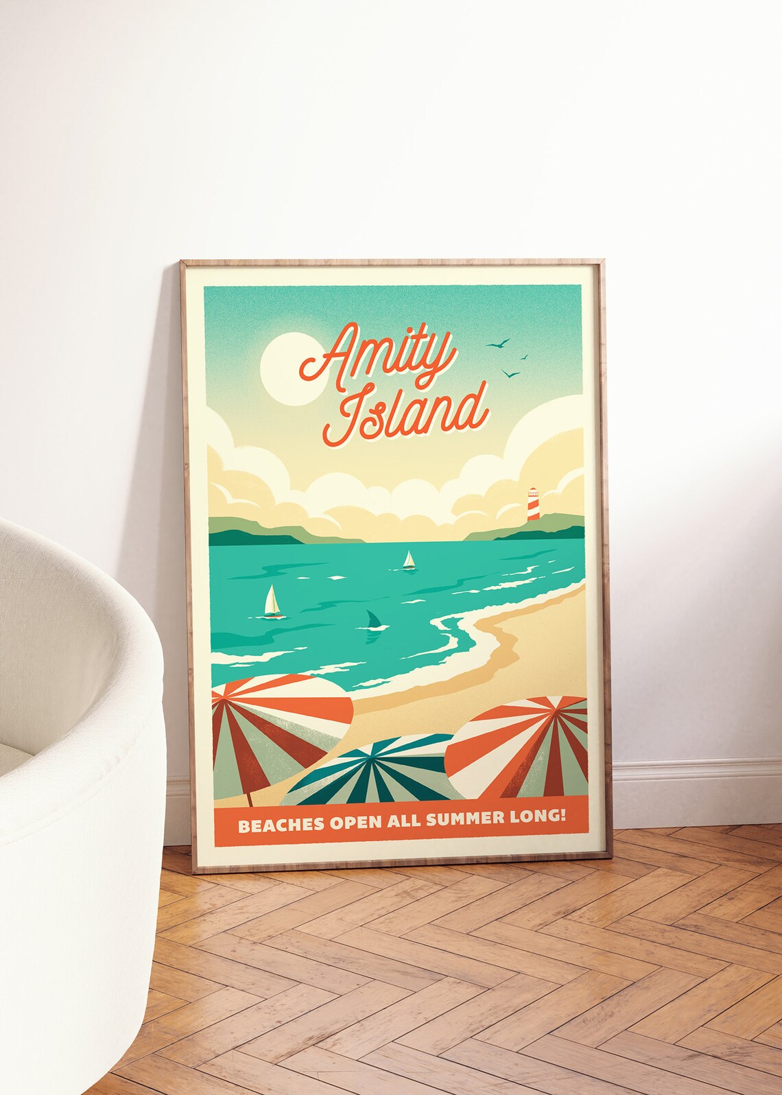Amity Island Retro Travel Poster, Beach Art Print - Image 2
