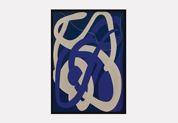 Minimalist Beige Blue One Line Drawing Continuous Line Wall Art Neutral Boho Decor For Modern Home