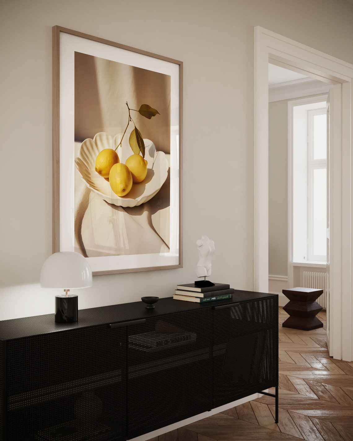 Lemons Still Life White Bowl Citrus Photography Kitchen Art Poster - Image 2