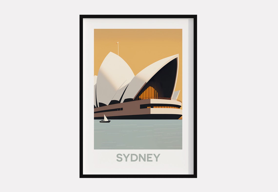 Sydney Opera House Sunset Minimalist Australia Travel Poster