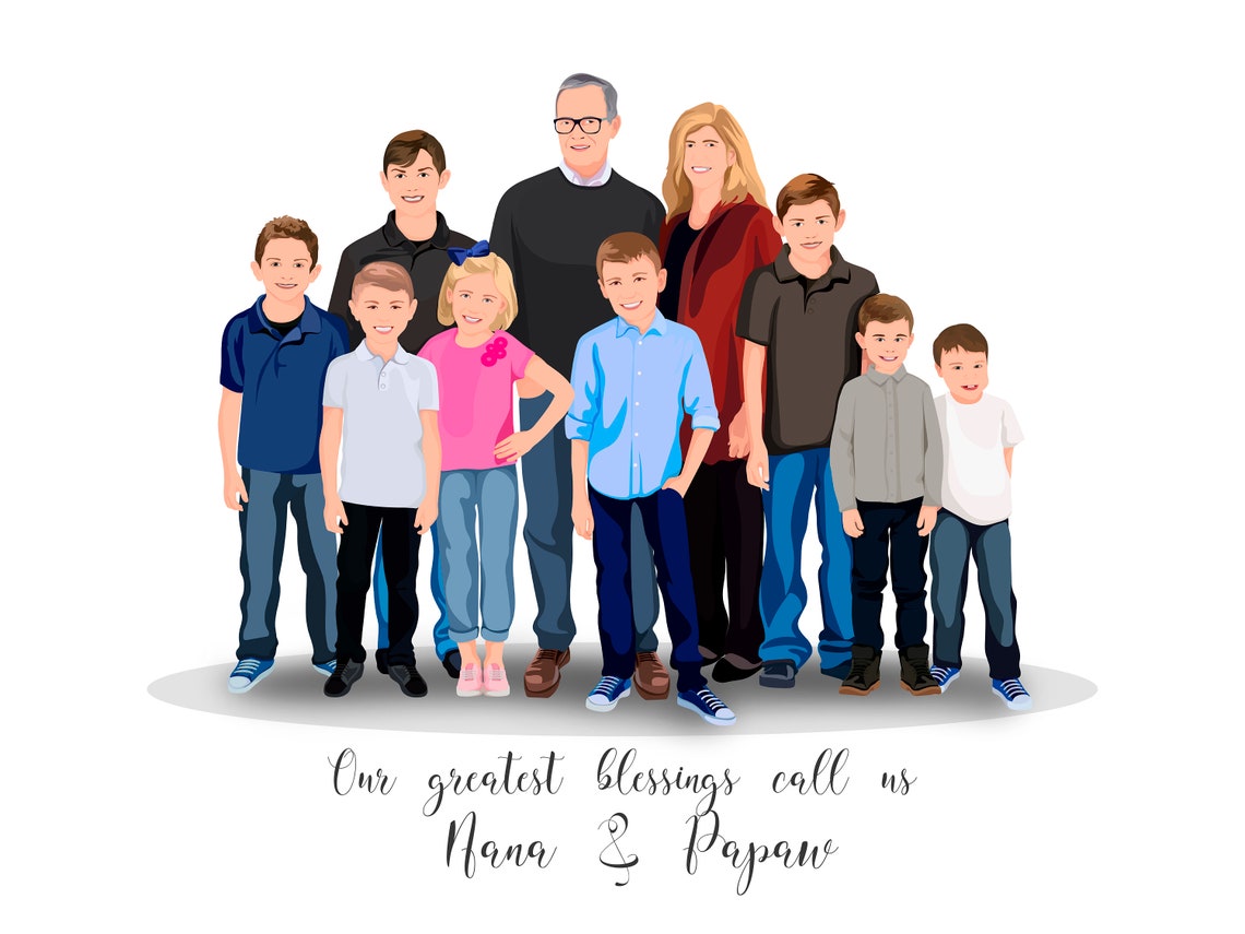 Personalized Extended Family Portrait Custom Reunion Gift Wall Art - Image 5