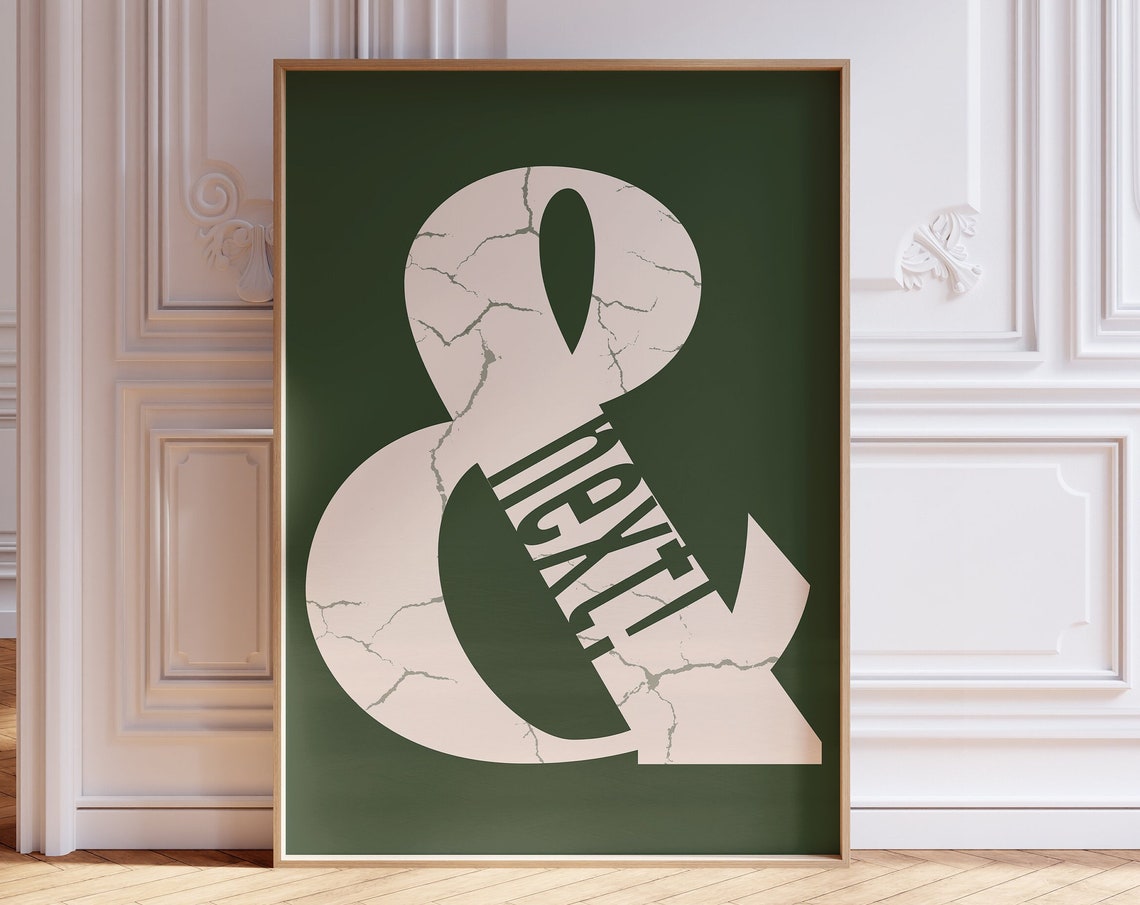 Next Ampersand Typography Green Cream Minimalist Decor Poster - Image 3