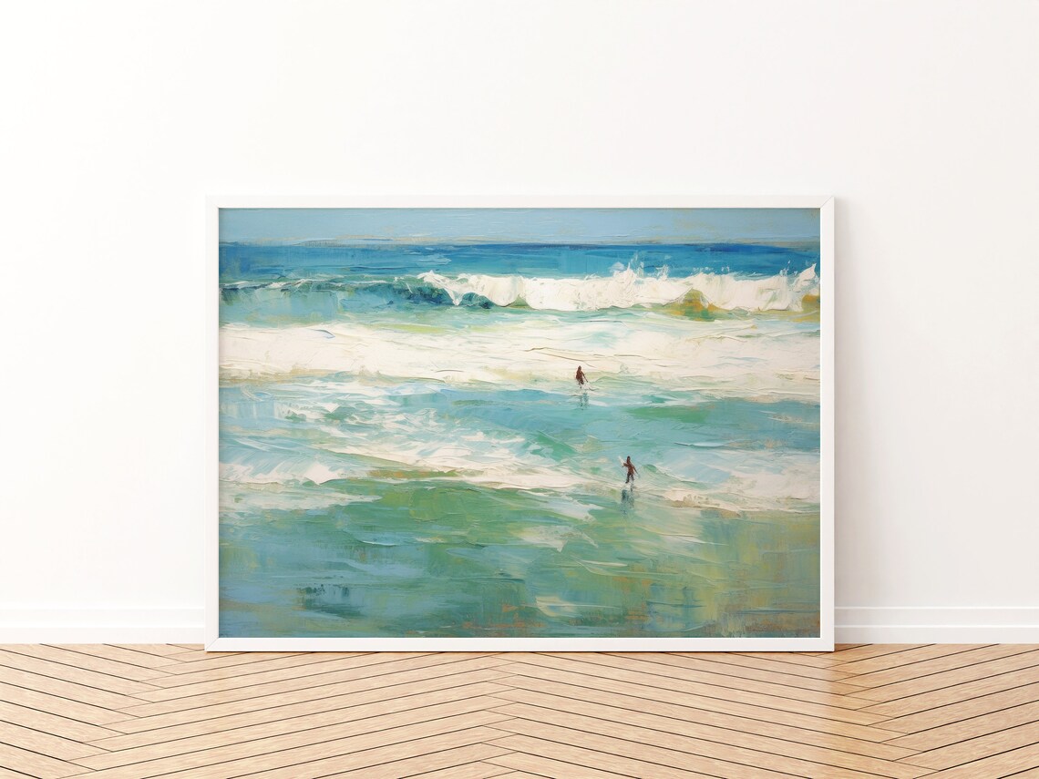 Retro Ocean Print, Soft Blue Coastal Art Print - Image 3
