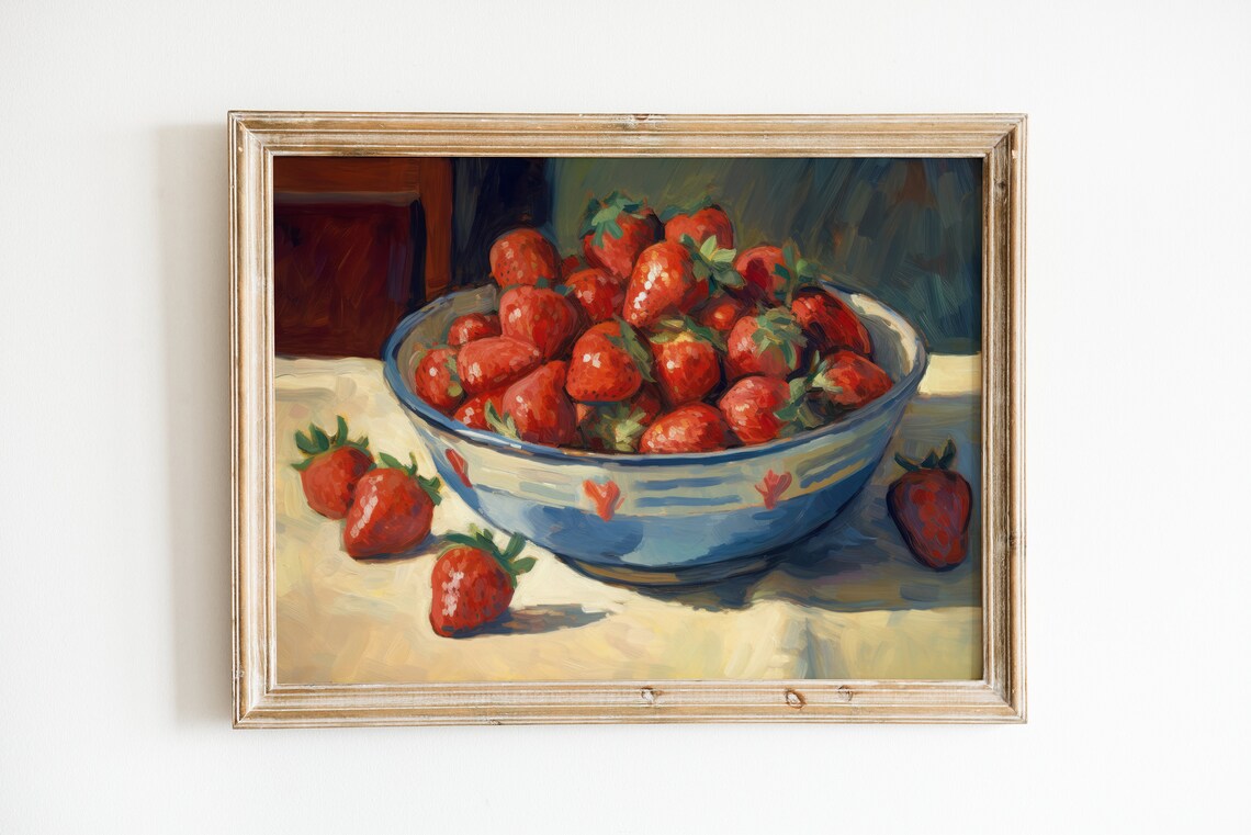 Strawberry Print Vintage Kitchen Art Print