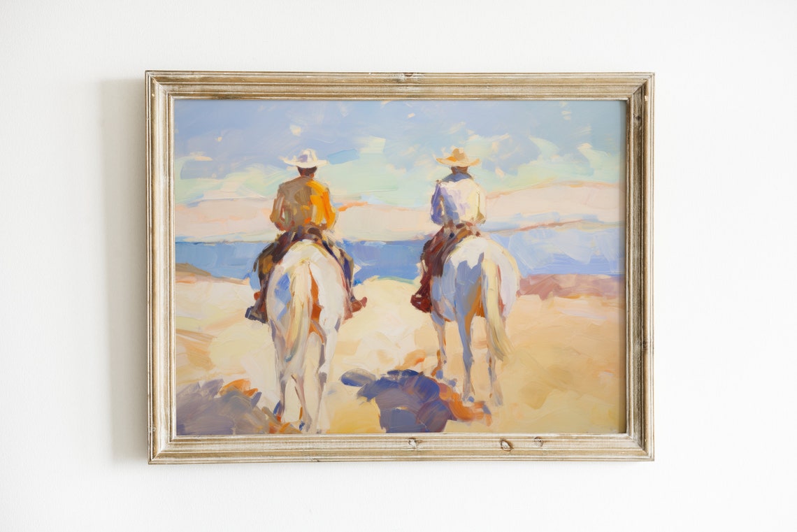 Pastel Western Cowgirl Horse Art Print