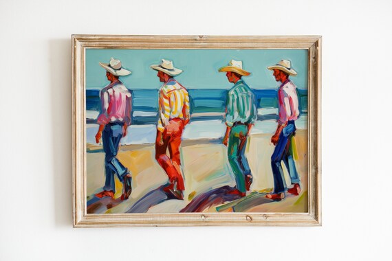 Preppy Western Coastal Cowboy Retro 1970s Print