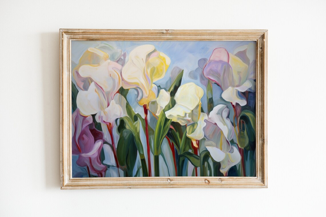 Abstract Floral Calla Lily Art Print, Soft Botanical
