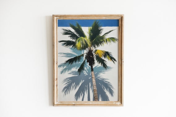Palm Tree Print, Trendy Coastal Oil Painting