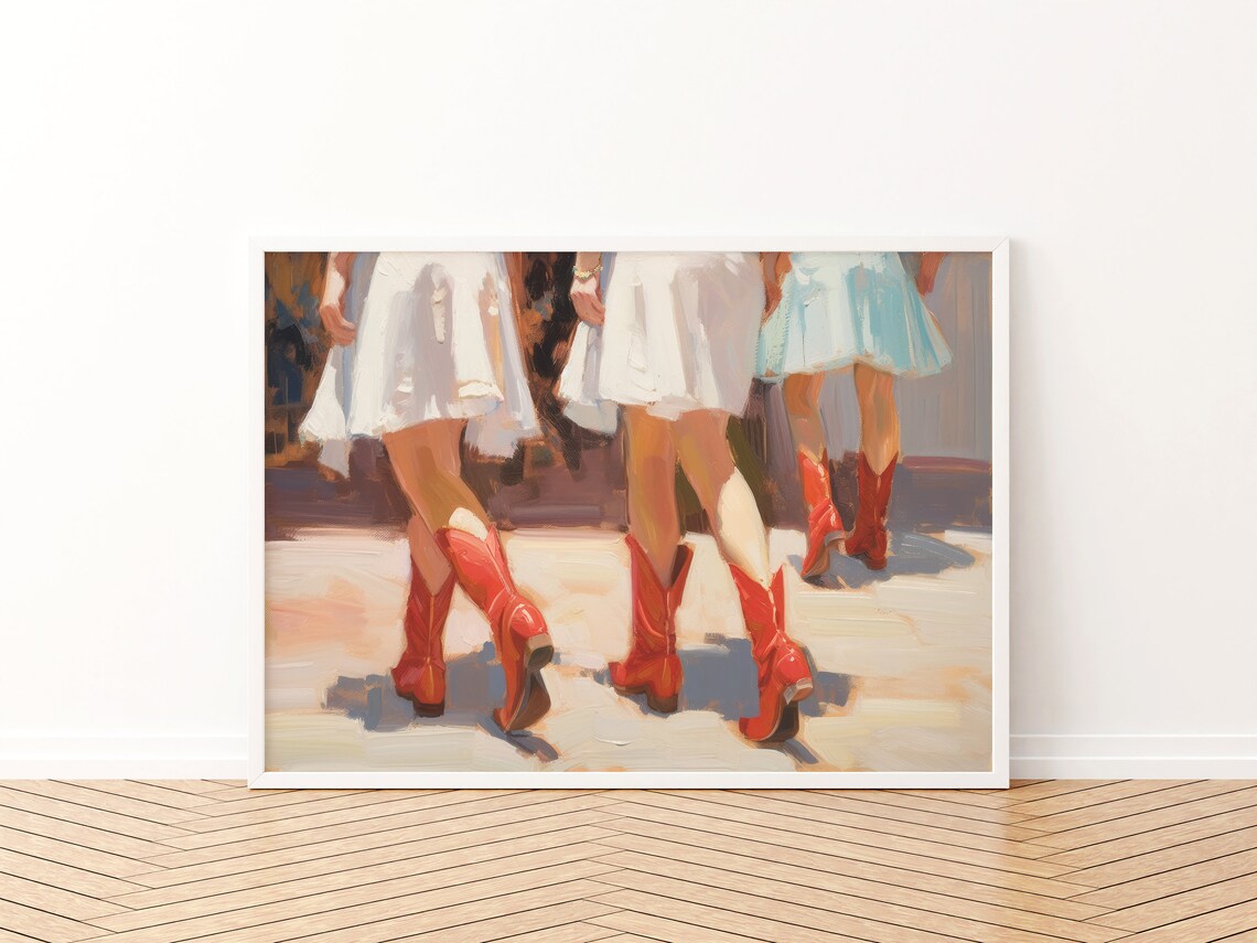 Red Cowgirl Boot Print, Western Dorm Decor - Image 3