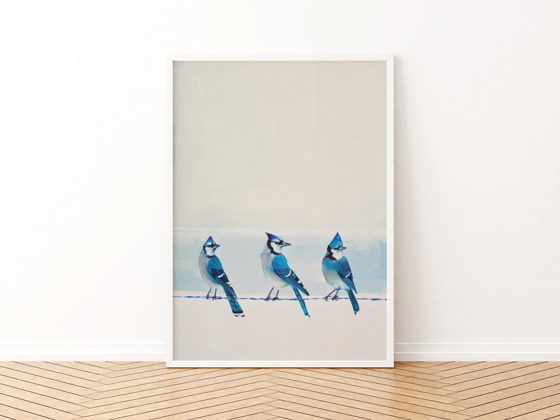 Blue Jay Bird Painting Art Print, Woodland Decor - Image 3