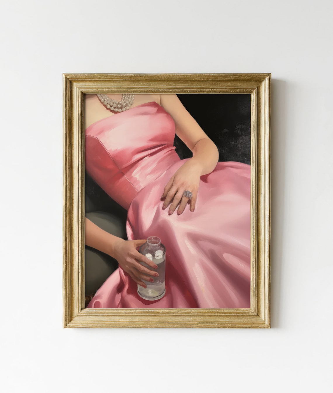 Girly Pink Vintage Bar Cart Art Print - Image 2