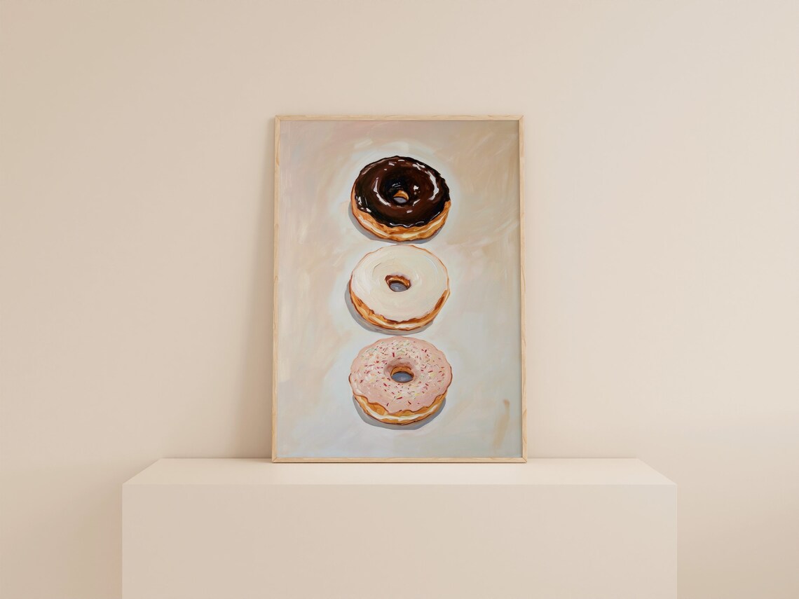 Donut Painting Retro Food Illustration Kitchen Art Print - Image 2