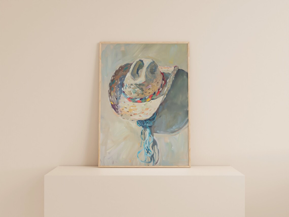 Textured Pastel Cowboy Hat Print, Southwestern Style - Image 2