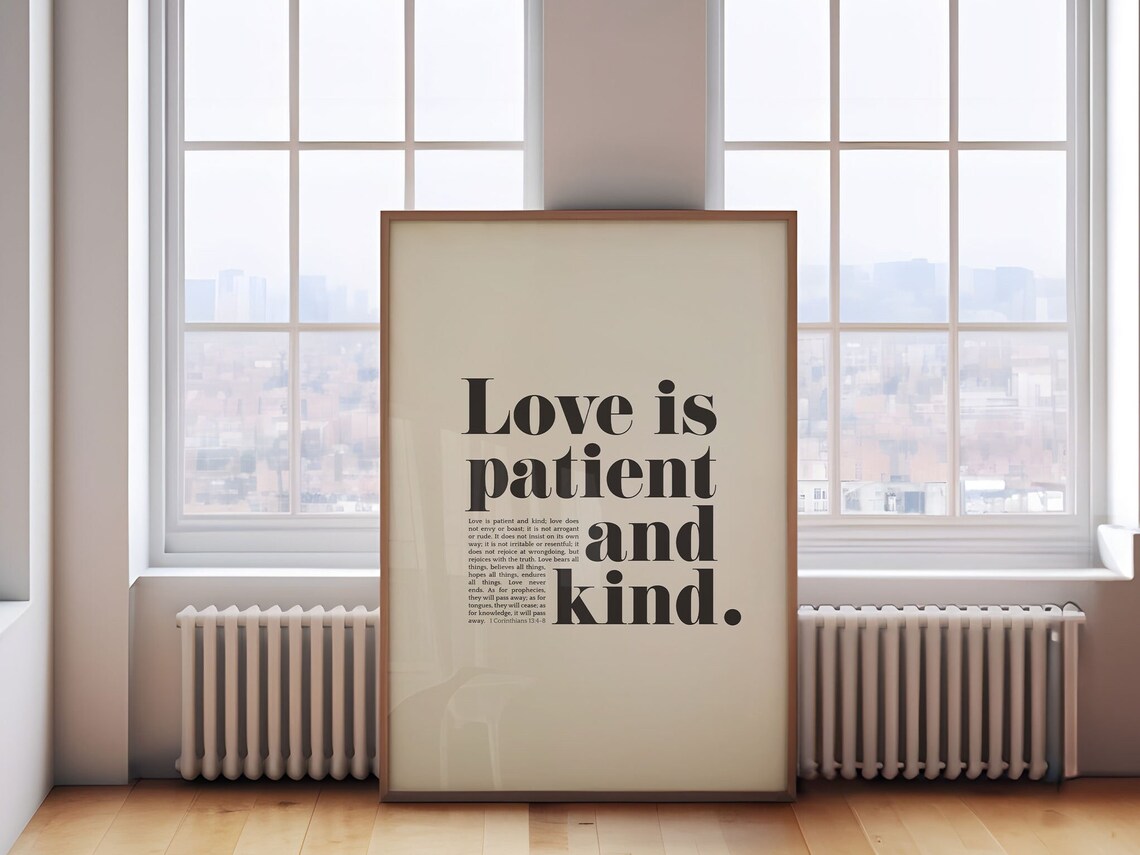 1 Corinthians 13 Bible Verse Art Print, Faith Decor