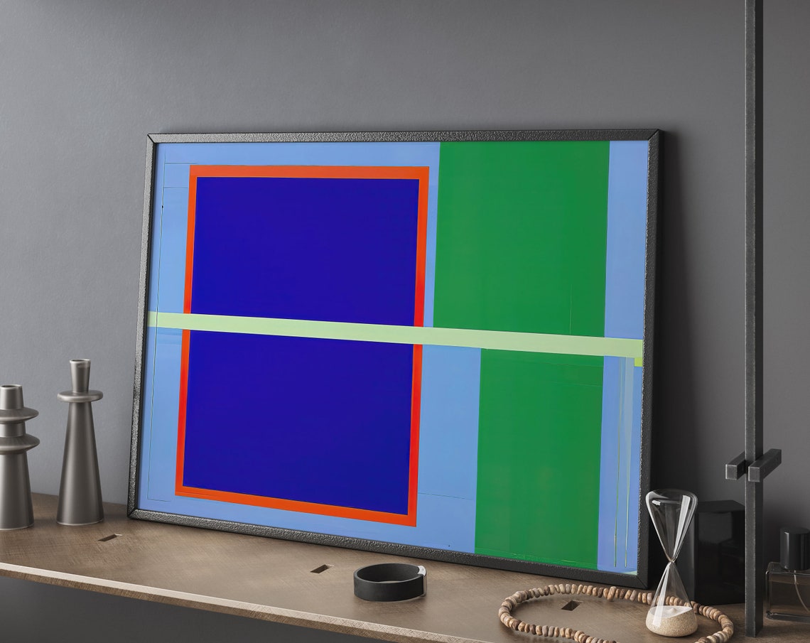 Blue Red Green Color Block Geometric Abstract Modern Art Poster