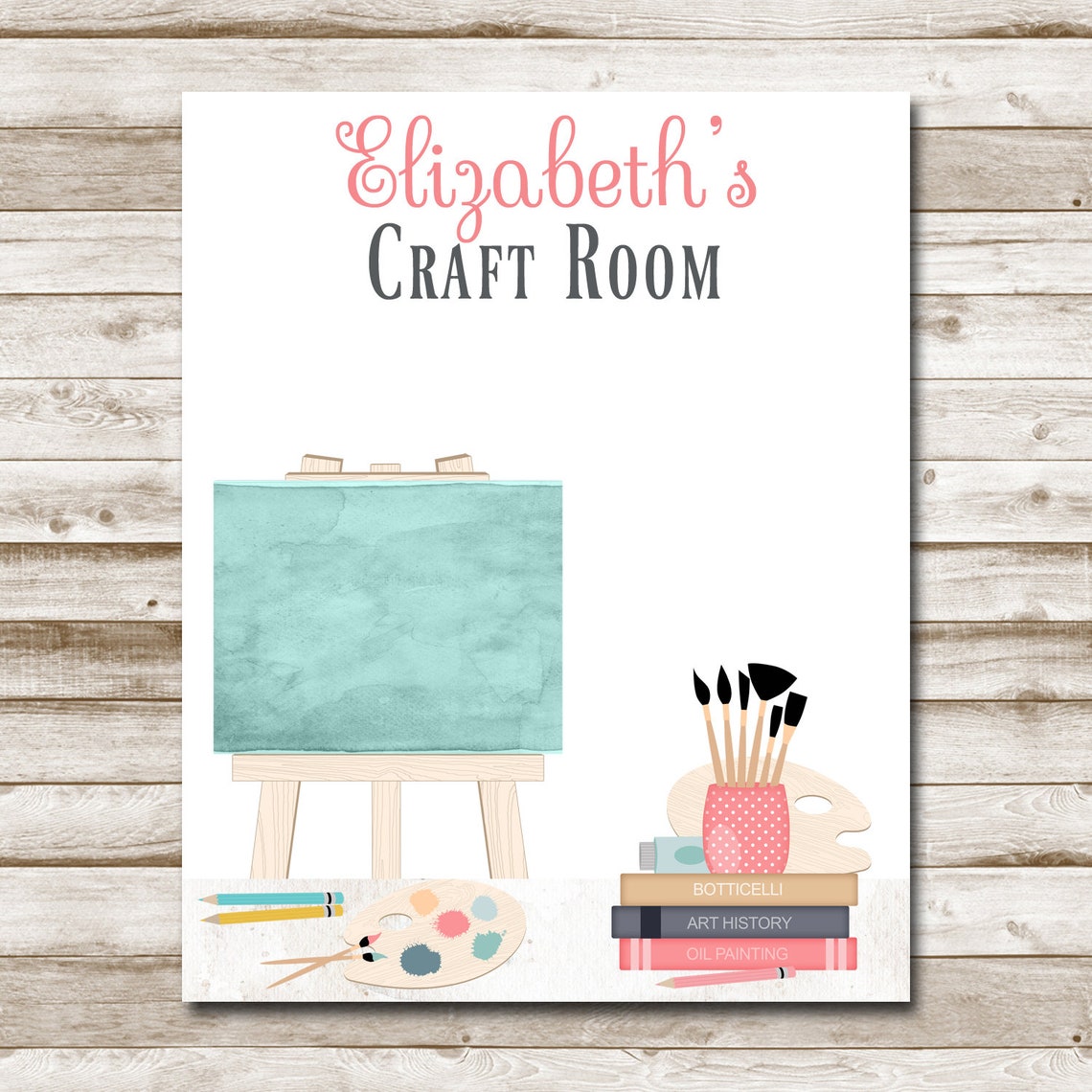 Elizabeth's Craft Room Personalized Art Easel Paint Brushes Poster - Image 4