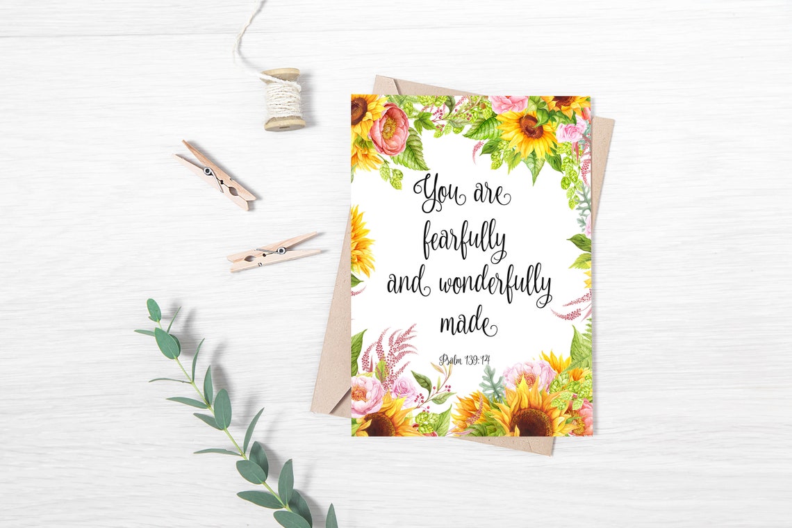You Are Fearfully And Wonderfully Made Floral Scripture Poster - Image 3