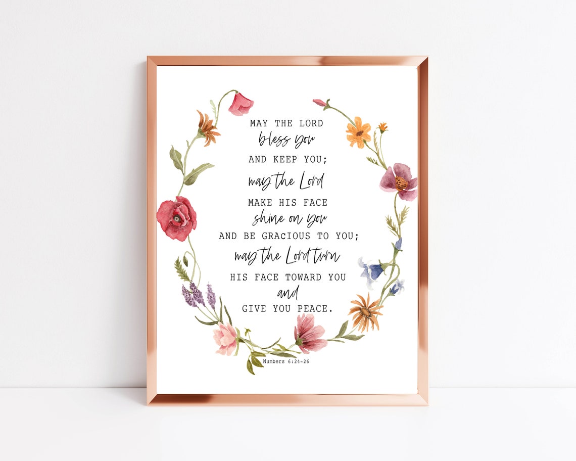 May The Lord Bless You And Keep You Floral Scripture Watercolor Poster - Image 3