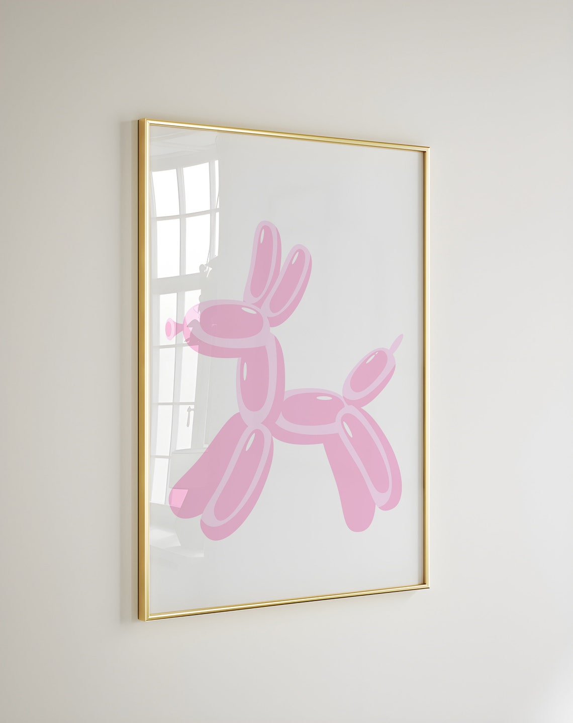 Pink Balloon Dog Pop Art Sculpture Modern Nursery Decor Poster