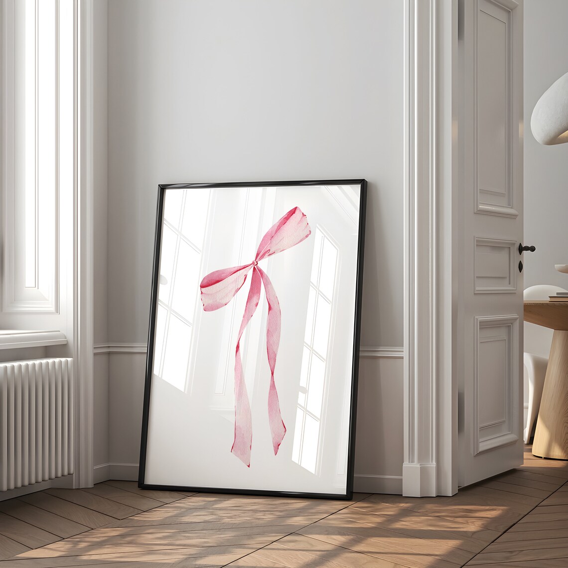 Delicate Pink Watercolor Bow Ribbon Coquette Girly Wall Decor Poster - Image 3