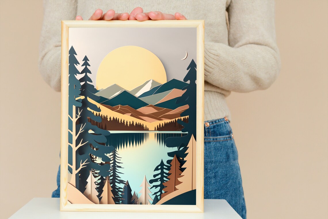 Mountain Wilderness Art Print, Neutral Modern Decor - Image 4
