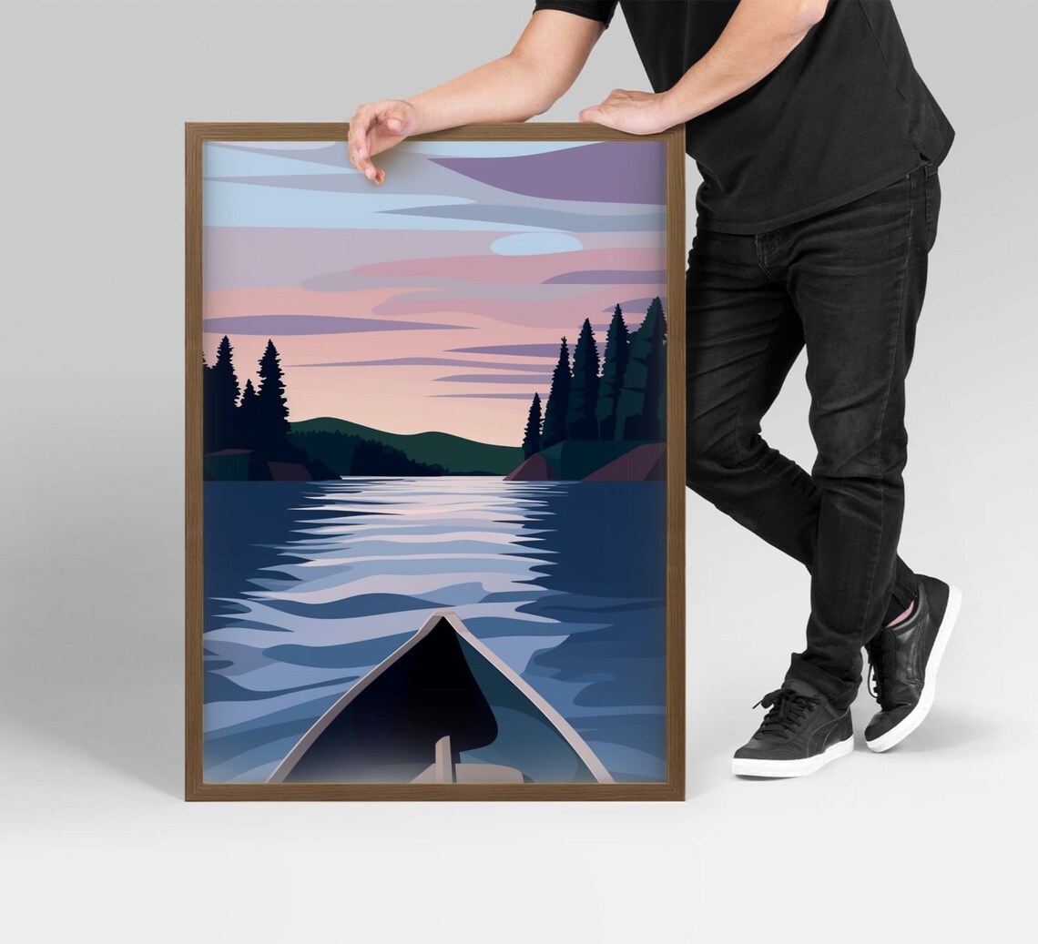 Canoe Art Minnesota Travel Print, Lake House Decor - Image 5