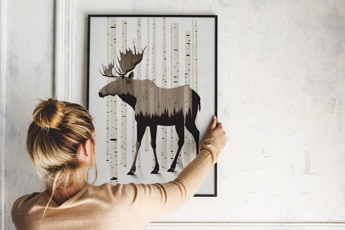 Moose Art Print, Rustic Lake House Decor - Image 2
