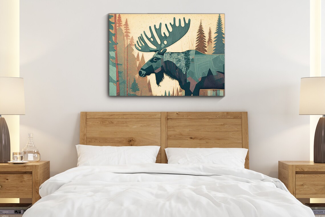 Vintage Moose Art Print, Rustic Cabin Decor - Image 4