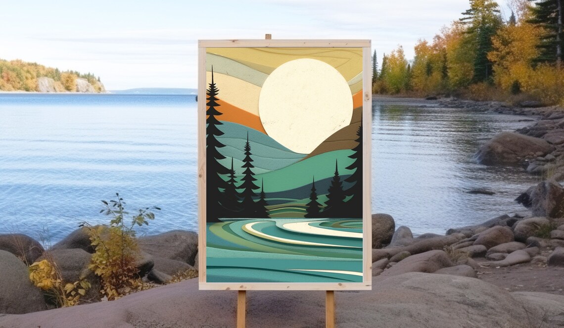 Temperance River Vintage Travel Poster, Rustic Cabin Decor - Image 4