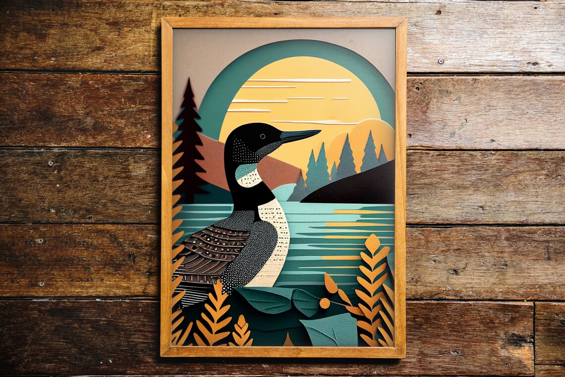 Vintage Loon Print, Minnesota Lake House Art Poster - Image 2