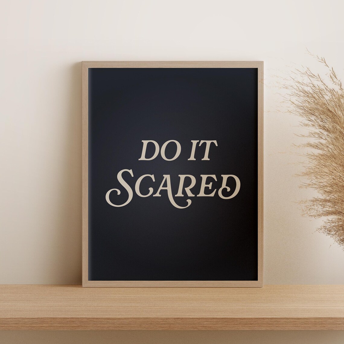 Do It Scared Navy Typography Quote Cream Serif Motivational Wall Poster - Image 2