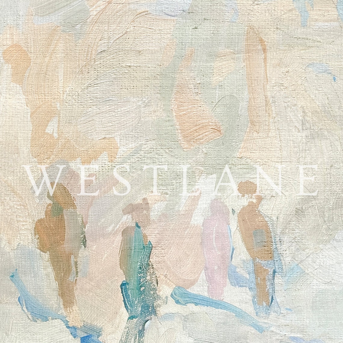 Pastel Abstract Beach Figures Soft Impressionist Seaside Art Print - Image 2