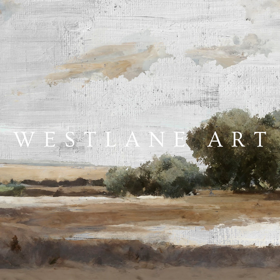 Modern Country Painting Open Field Trees Farmhouse Decor Poster - Image 2