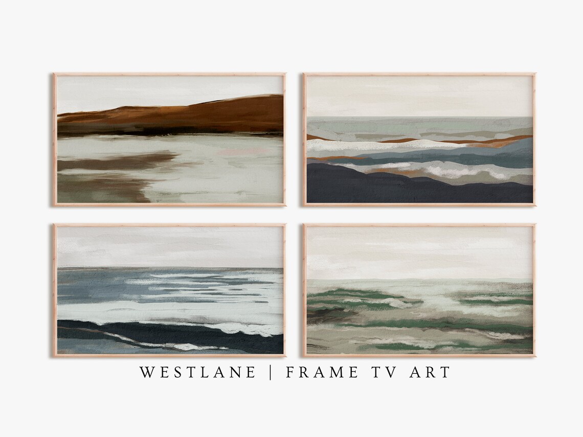 Abstract Coastal Paintings, Ocean Beach Decor