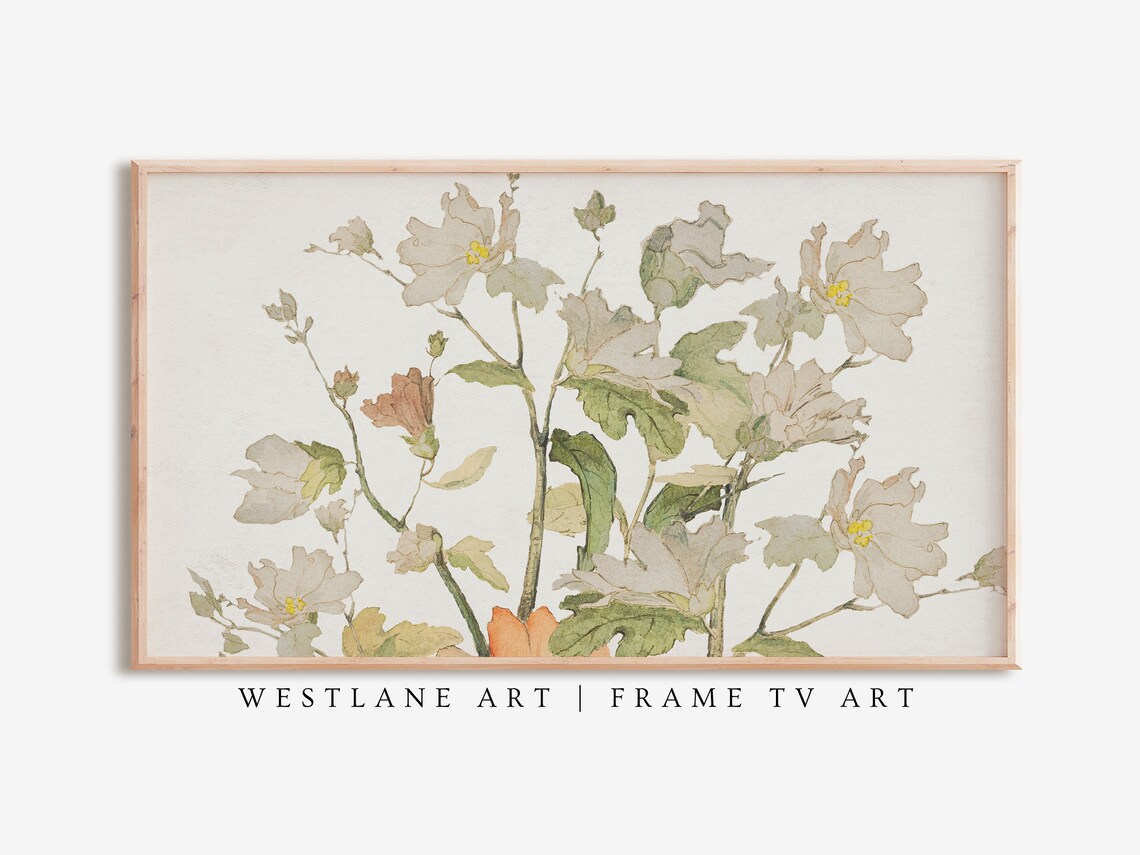 Neutral Wildflower Watercolor Botanical Floral Painting Wall Art
