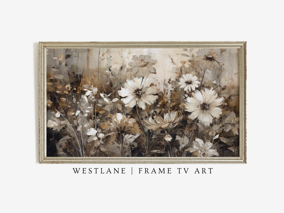 Neutral Wildflower Painting White Cosmos Meadow Floral Art Poster - Image 2