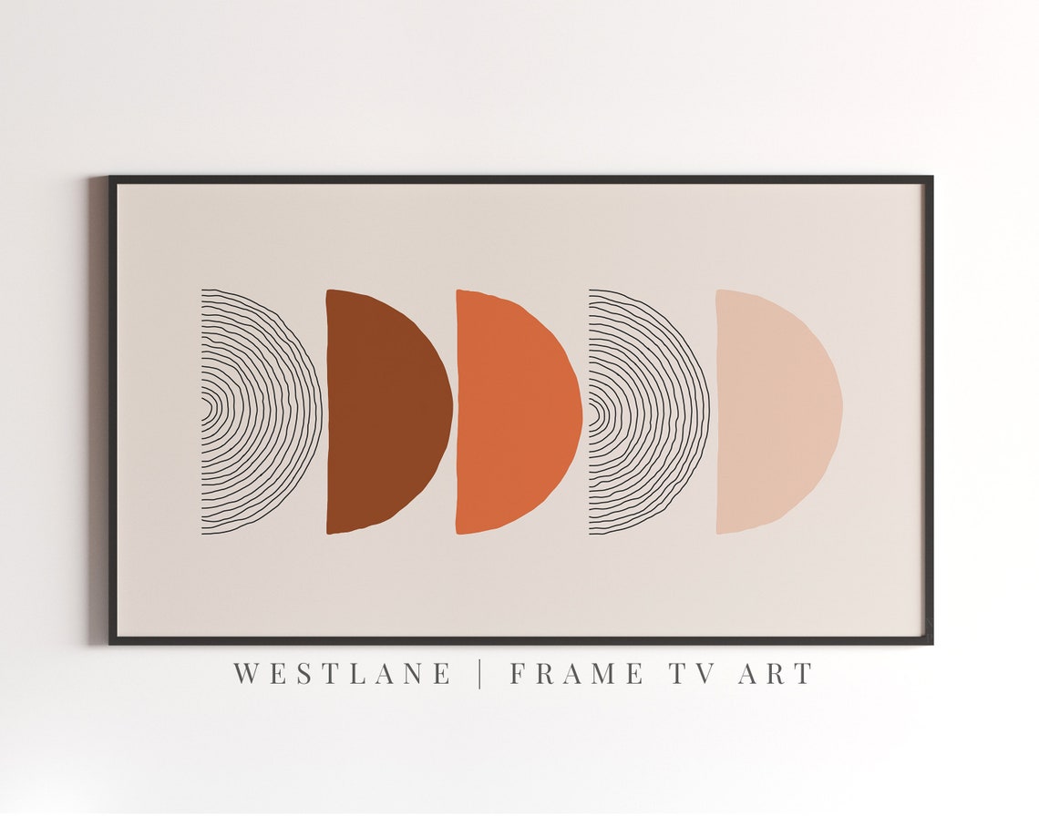 Frame Tv Art Modern Geometric Neutral Orange Brown Tv - Image 2