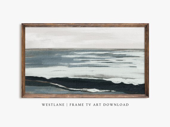 Navy Blue Abstract Ocean Waves Moody Coastal Seascape Poster