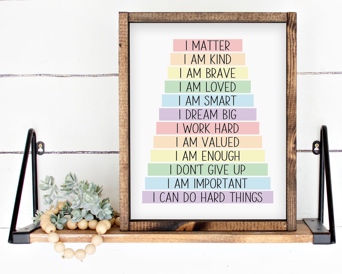 Kids Daily Affirmations Pastel Rainbow Positive Classroom Poster - Image 4