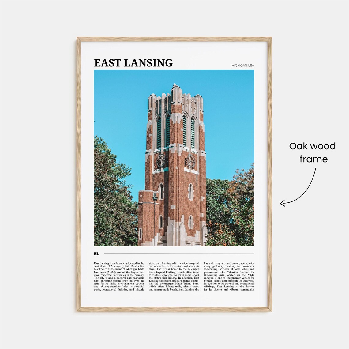East Lansing Travel Poster, Michigan USA Art Print - Image 3